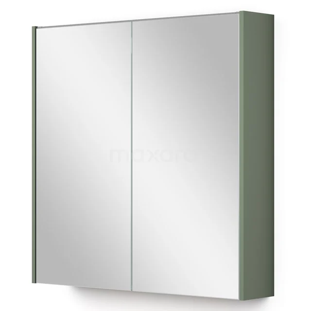 Spiegelschrank mit Beleuchtung Modulo 70x70cm Salbeigrün K99-0700-59009-12 Grüner Spiegelschrank mit doppelten Türen, schlankem Design und großzügigem Stauraum, ideal für ein modernes Badezimmer.