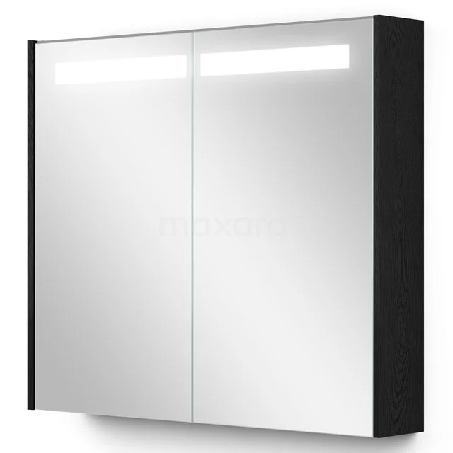 Spiegelkast Met Verlichting Modulo 80x70cm Zwart Eiken K99-0800-59008-31