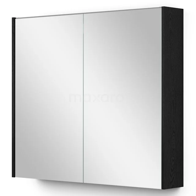 Spiegelkast Met Verlichting Modulo 80x70cm Zwart Eiken K99-0800-59009-31