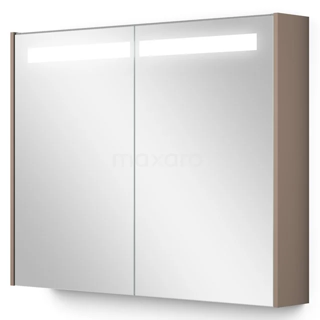 Spiegelschrank mit Beleuchtung Modulo 90x70cm Taupe K99-0900-59008-02 Spiegelschrank Holzoptik mit LED-Beleuchtung, zweitüriges Design, ideal für zusätzlichen Stauraum im Badezimmer.