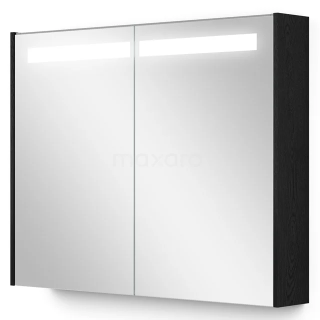 Spiegelkast Met Verlichting Modulo 90x70cm Zwart Eiken K99-0900-59008-31