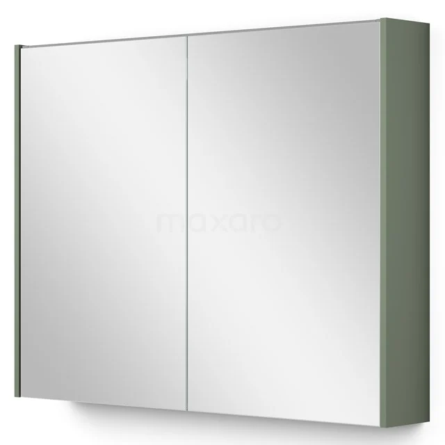 Spiegelschrank mit Beleuchtung Modulo 90x70cm Salbeigrün K99-0900-59009-12 Grüner Spiegelschrank mit zwei Türen, modernes Design, ideal für Stauraum im Badezimmer.