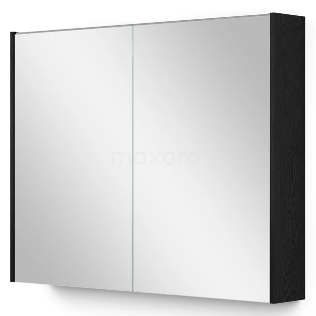 Spiegelkast Met Verlichting Modulo 90x70cm Zwart Eiken K99-0900-59009-31