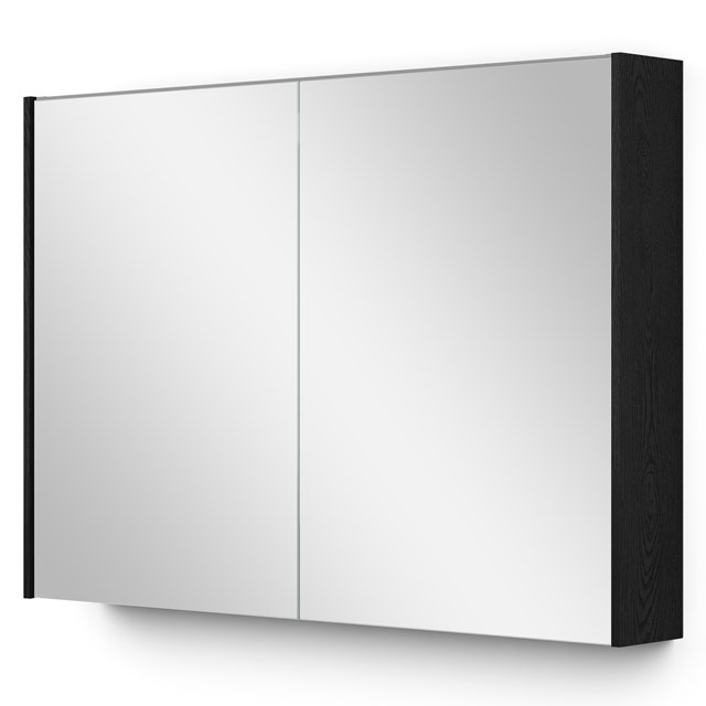 Spiegelkast Met Verlichting Modulo 100x70cm Zwart Eiken K99-1000-59009-31
