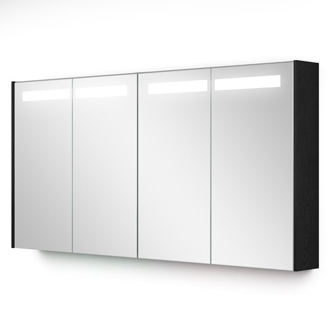 Spiegelkast Met Verlichting Modulo 140x70cm Zwart Eiken K99-1400-59008-31