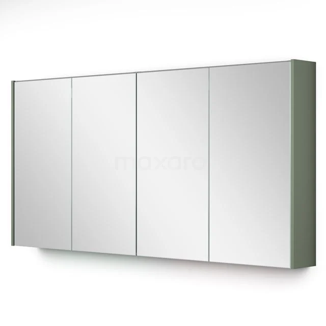 Spiegelschrank mit Beleuchtung Modulo 137.6x70cm Salbeigrün K99-1400-59009-12 Moderne Badschrank mit vier Spiegeldecken, Silbergrau Design, ideal für organisierten Stauraum im Badezimmer.