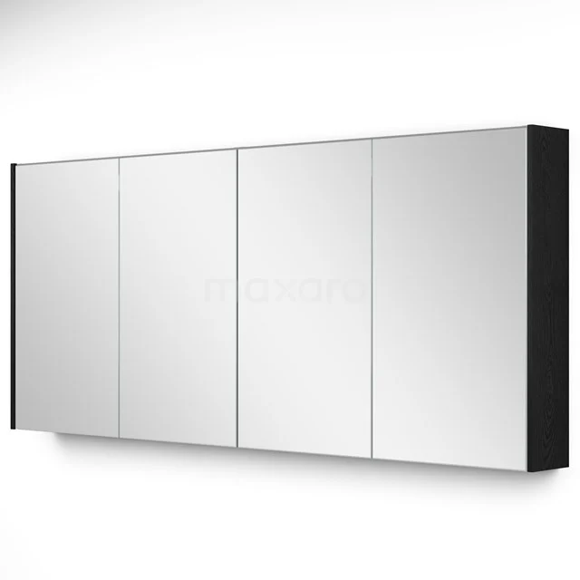 Spiegelschrank mit Beleuchtung Modulo 157.6x70cm Schwarze Eiche K99-1600-59009-31 Schwarzer Spiegelschrank mit vier Spiegeltüren, schlichtes Design und viel Stauraum, ideal für ein modernes Badezimmer.