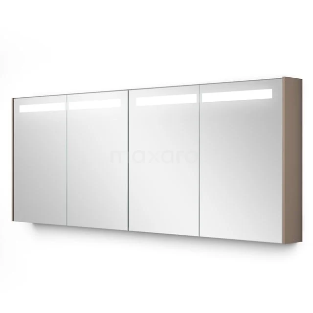 Spiegelschrank mit Beleuchtung Modulo 177.6x70cm Taupe K99-1800-59008-02 Wandregal Badezimmer mit vier Spiegeltüren, LED-Beleuchtung und Holzseitenteilen, ideal für stilvolle Badezimmerlagerung.