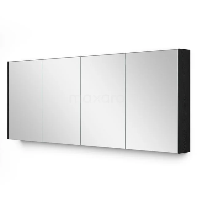 Spiegelschrank mit Beleuchtung Modulo 177.6x70cm Schwarze Eiche K99-1800-59009-31 Schwarzer Badschrank mit vier gläsernen Spiegeltüren, schickem Design und großzügigem Stauraum für Badezimmerzubehör.