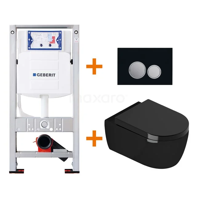 Toilet set Gloss black with Easy clean + Geberit UP320 concealed cistern TOI025