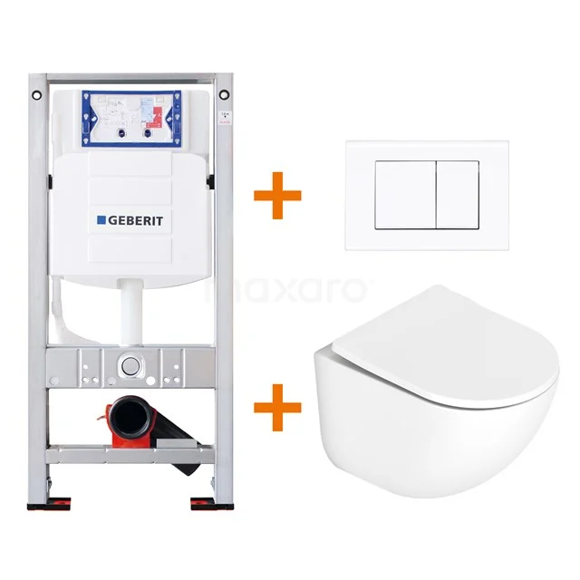 Toiletset Glans wit met Easy Clean + Geberit UP320 inbouwreservoir TOI029