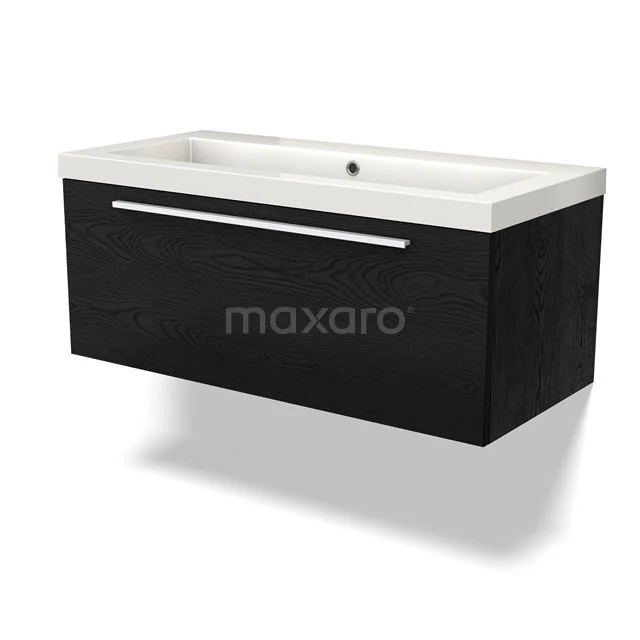 Modulo Vanity units with basin | 100 cm Black oak Flat front Mineral marble 1 drawer BMW11-04137