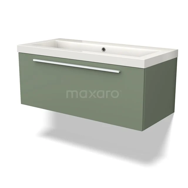 Modulo Vanity units with basin | 100 cm Sage green Flat front Mineral marble 1 drawer BMW11-03981