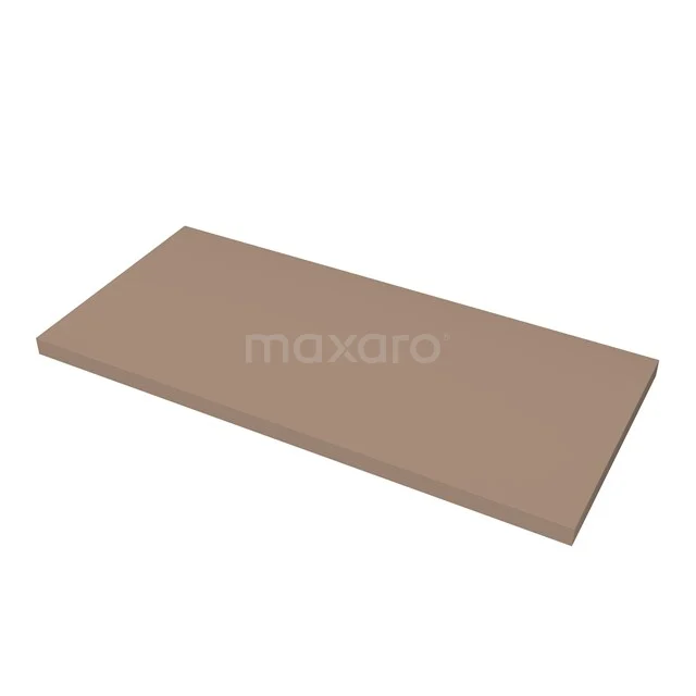Modulo Plato Badkamermeubel voor waskom | 100 cm Lichtgrijs eiken Greeploos front Taupe blad 2 lades onder elkaar BMK17-03244 Bruine keramische badkamershelf, rechthoekig ontwerp, duurzaam materiaal, ideaal voor moderne badkameropslag.