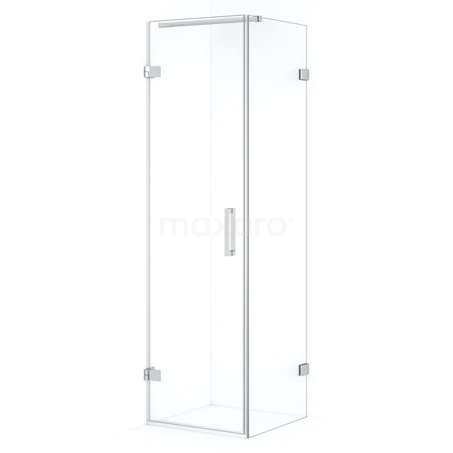 Glass shower enclosure with transparent walls, chrome details and sleek design, ideal for modern bathroom interiors.