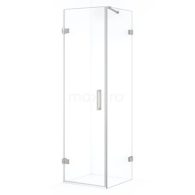 Diamond Shower cabin | 60x60 cm Stainless steel Clear glass Pivot door Square CDA210606220BR Glass shower enclosure with corner entry, rectangular design, stainless steel hinges and modern minimalist design.