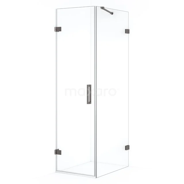 Diamond Shower enclosure | 80x60 cm Black metal Clear glass Pivot door Rectangle CDA210608220ZM