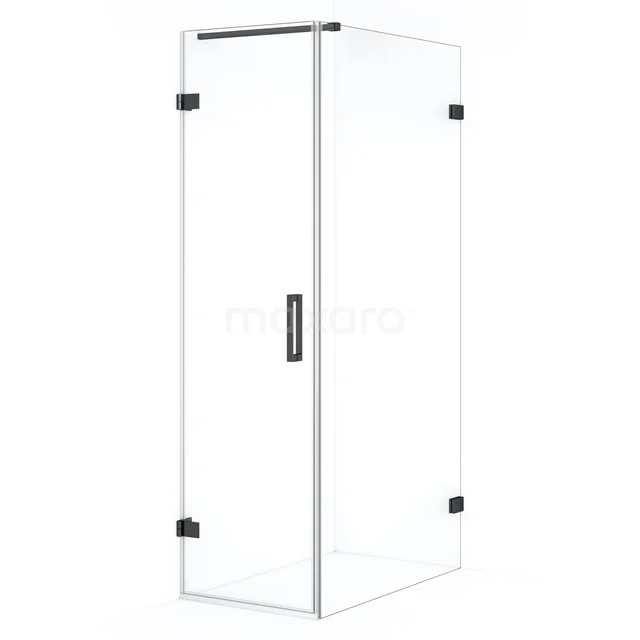 Shower enclosure with black metal hinges and Handle, modern design for bathroom, clear glass safety glass.