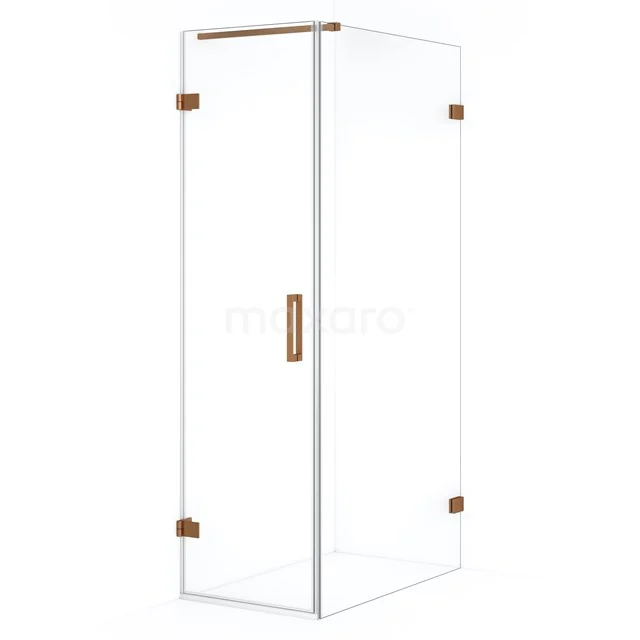 Glass shower enclosure with Gold hinges and Handle, modern design for luxurious bathroom style.