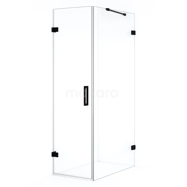 Glas Duschkabine mit Eckeinstieg, Klarglas, Schwarz Beschlag, straffes Design; perfekte Ergänzung für jedes moderne Badezimmer.