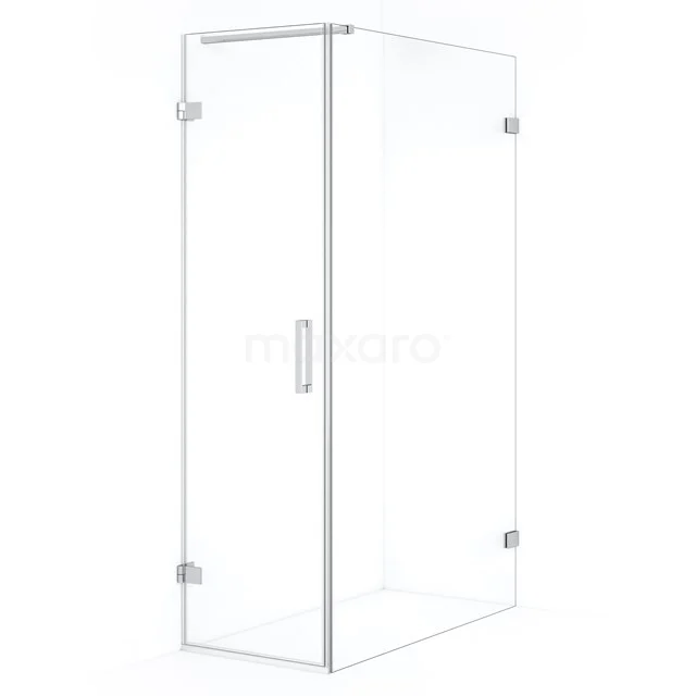 Glass shower enclosure corner model with aluminium accents, ideal for modern bathroom design.