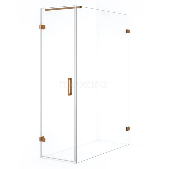Shower enclosure with clear glass, brass details and sleek design, ideal for a modern bathroom.