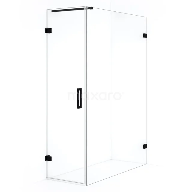 Diamond Shower enclosure | 140x60 cm Matte black Clear glass Pivot door Rectangle CDA210614120MB