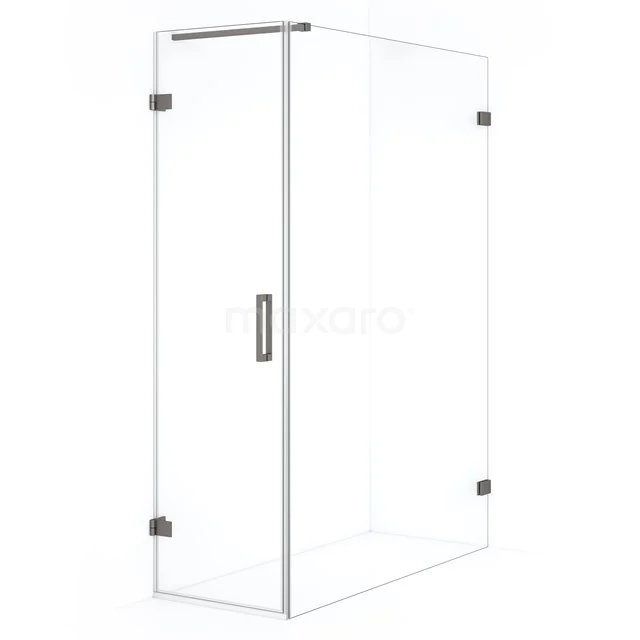Diamond Duschkabine | 140x60 cm Schwarzes Metall Drehtür Rechteck CDA210614120ZM Glas Duschkabine, rechteckig, transparentes Design mit metallenen Scharnieren, perfekt für ein modernes Badezimmer.