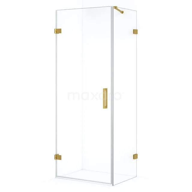 Diamond Duschkabine | 80x60 cm Gold Drehtür Rechteck CDA210806220GG Glas Duschkabine mit goldfarbenen Scharnieren und Haltegriff, elegantes Design für ein luxuriöses Badezimmerinterieur.