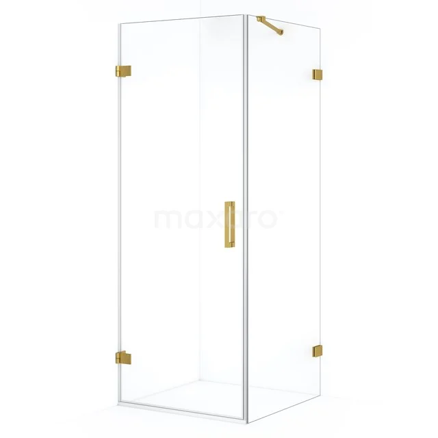 Diamond Douchecabine | 80x70 cm Goud Helder glas Draaideur Rechthoek CDA210708220GG