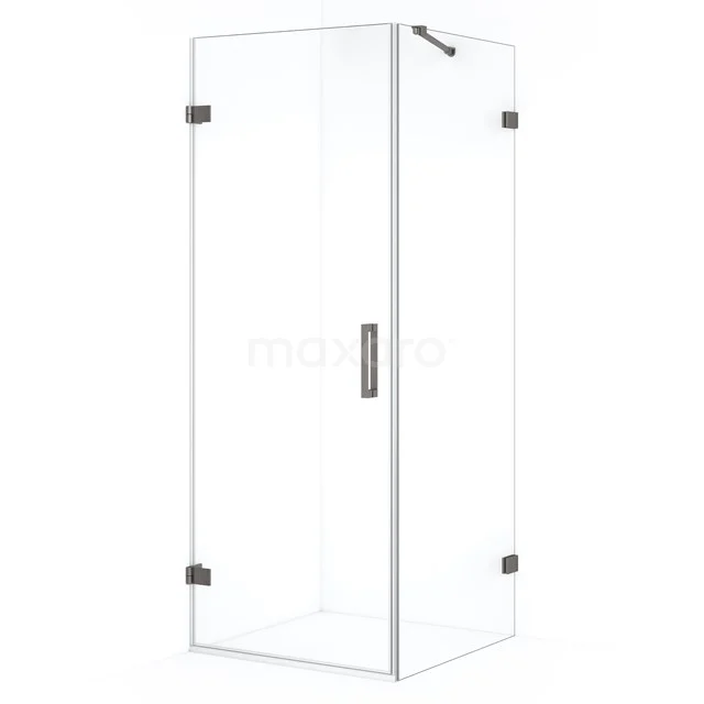 Diamond Shower enclosure | 80x80 cm Black metal Clear glass Pivot door Square CDA210808220ZM