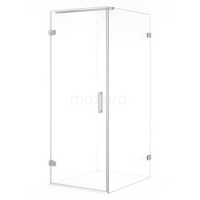 Diamond Shower cabin | 100x80 cm Stainless steel Clear glass Pivot door Rectangle CDA210810120BR Glass shower enclosure with corner step, minimalist design, transparent tempered glass and chrome accents for modern bathrooms.