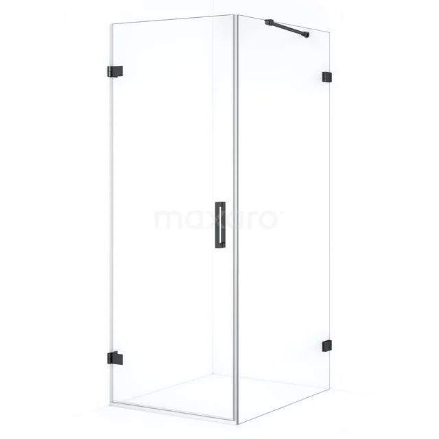 Diamond Shower enclosure | 90x70 cm Black chrome Clear glass Pivot door Rectangle CDA210709220BC