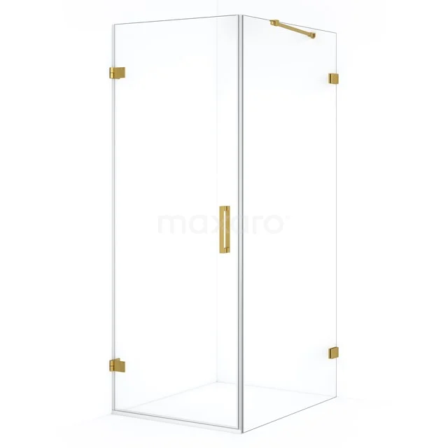 Diamond Douchecabine | 100x70 cm Goud Helder glas Draaideur Rechthoek CDA210710220GG