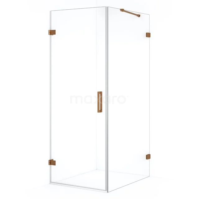 Glas Duschkabine mit bronzen Akzenten, rechteckiges Design, ideal für ein modernes Badezimmer.