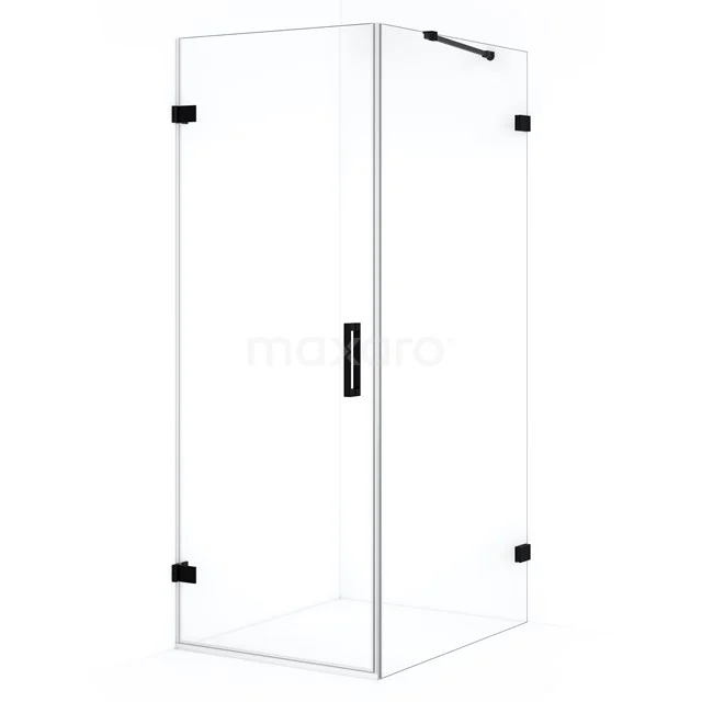 Diamond Shower enclosure | 100x70 cm Matte black Clear glass Pivot door Rectangle CDA210710220MB