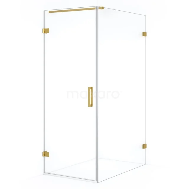 Diamond Shower cabin | 120x70 cm Gold Clear glass Pivot door Rectangle CDA210712120GG Glass shower enclosure with gold-coloured hinges and Handle, ideal for a luxurious bathroom interior.