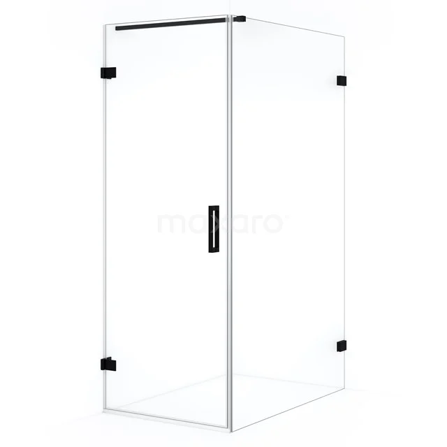 Diamond Shower cabin | 120x80 cm Matte black Clear glass Pivot door Rectangle CDA210812120MB Sleek glass shower enclosure with black accents, minimalist design, perfect for modern bathrooms.