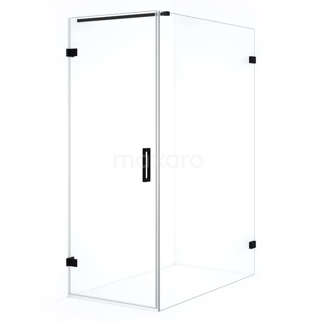 Diamond Shower enclosure | 140x70 cm Matte black Clear glass Pivot door Rectangle CDA210714120MB