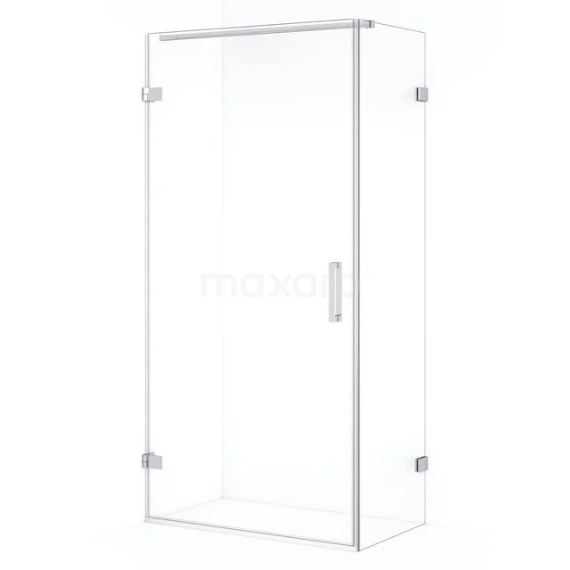 Glass shower enclosure with sleek design, transparent walls and metal handle, ideal for a modern bathroom.
