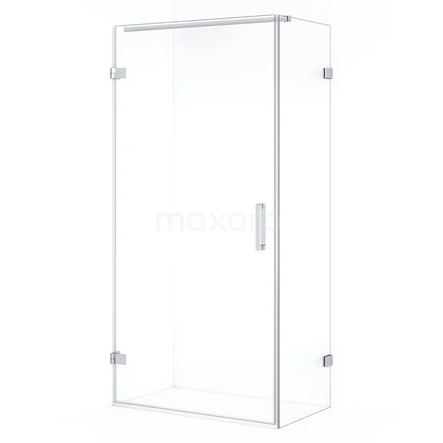 Diamond Shower cabin | 90x60 cm Chrome Clear glass Pivot door Rectangle CDA210906120C Glass shower enclosure with sleek design, transparent walls and metal handle, ideal for a modern bathroom.