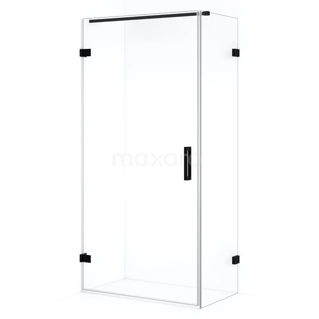 Diamond Shower enclosure | 100x50 cm Matte black Clear glass Pivot door Rectangle CDA211005120MB