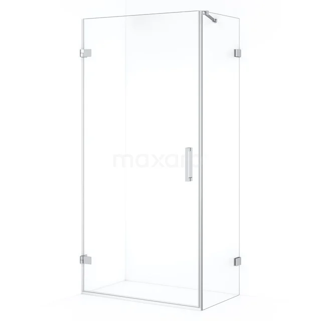 Diamond Shower cabin | 90x50 cm Chrome Clear glass Pivot door Rectangle CDA210905220C Glass shower enclosure with corner step, clear glass and aluminium accents; perfect for a modern bathroom design.