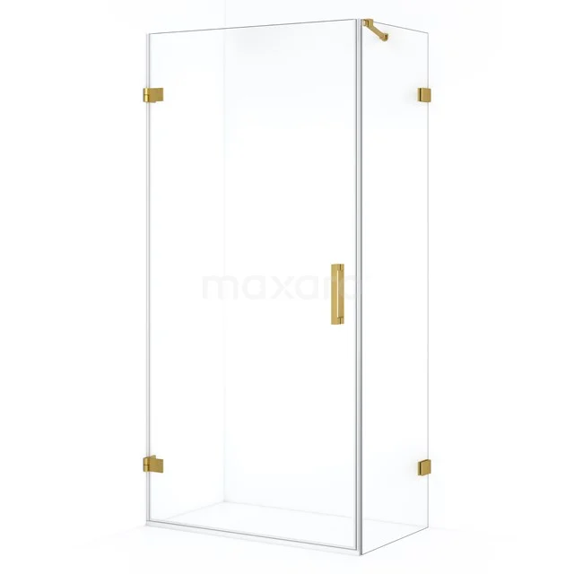 Diamond Shower cabin | 90x60 cm Gold Clear glass Pivot door Rectangle CDA210906220GG Glass shower enclosure with gold-coloured hinges and Handle, modern design for a luxurious bathroom.