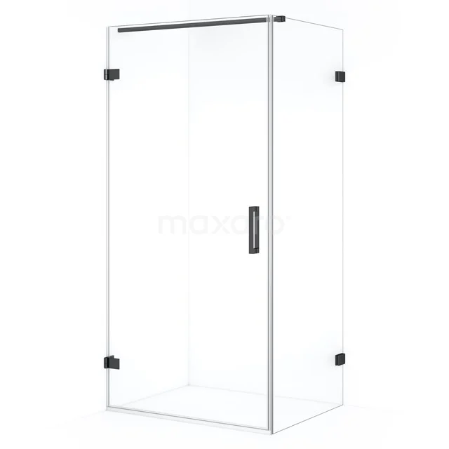 Diamond Shower enclosure | 90x80 cm Black chrome Clear glass Pivot door Rectangle CDA210908120BC