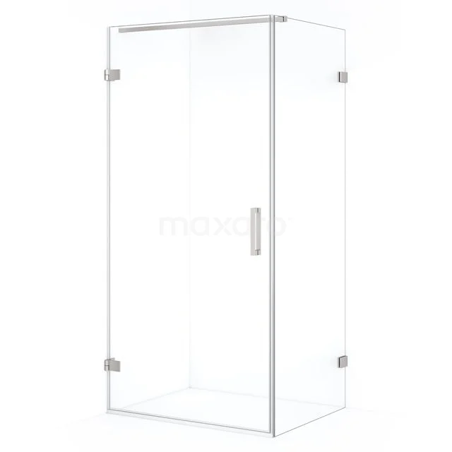 Square glass shower enclosure with a sleek aluminium frame, transparent panels and modern design for a stylish bathroom.