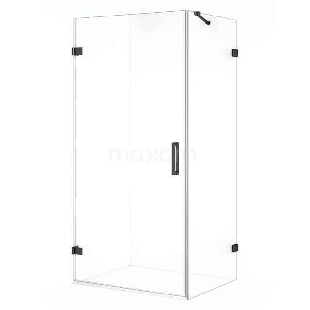Diamond Shower enclosure | 90x80 cm Black chrome Clear glass Pivot door Rectangle CDA210908220BC