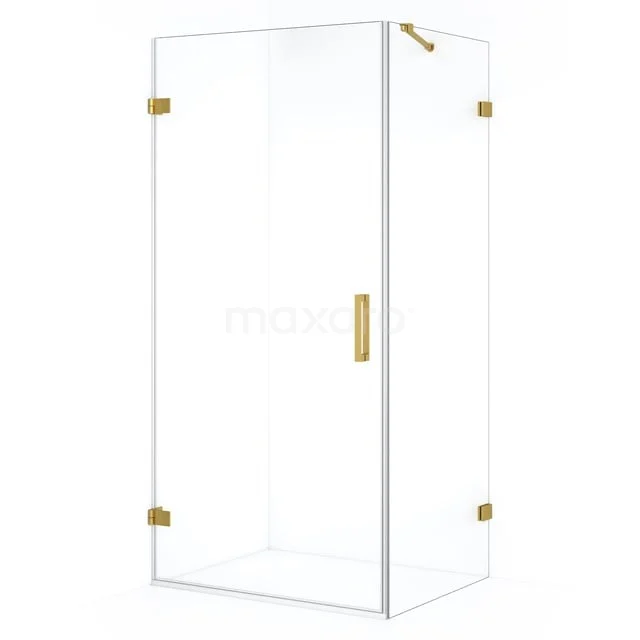 Diamond Douchecabine | 100x70 cm Goud Helder glas Draaideur Rechthoek CDA211007220GG