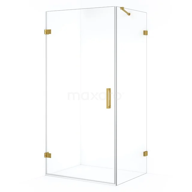 Diamond Douchecabine | 100x80 cm Goud Helder glas Draaideur Rechthoek CDA211008220GG