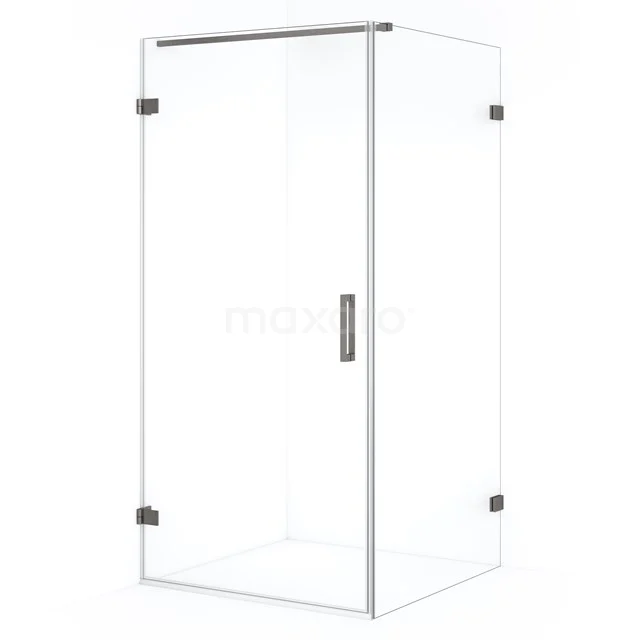 Diamond Shower enclosure | 90x90 cm Black metal Clear glass Pivot door Square CDA210909120ZM